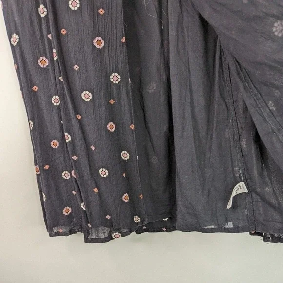 Amuse Society S Bel Air Printed Crinkle Woven Black Boho Maxi Dress - Picture 6 of 11